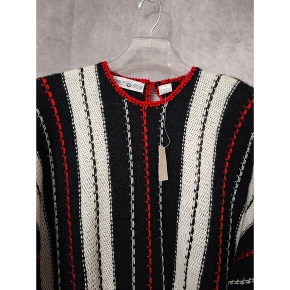 Vintage Thick Knit Sweater Women's M Stripedd Metallic Dolman Sleeve Retro - Picture 7 of 14
